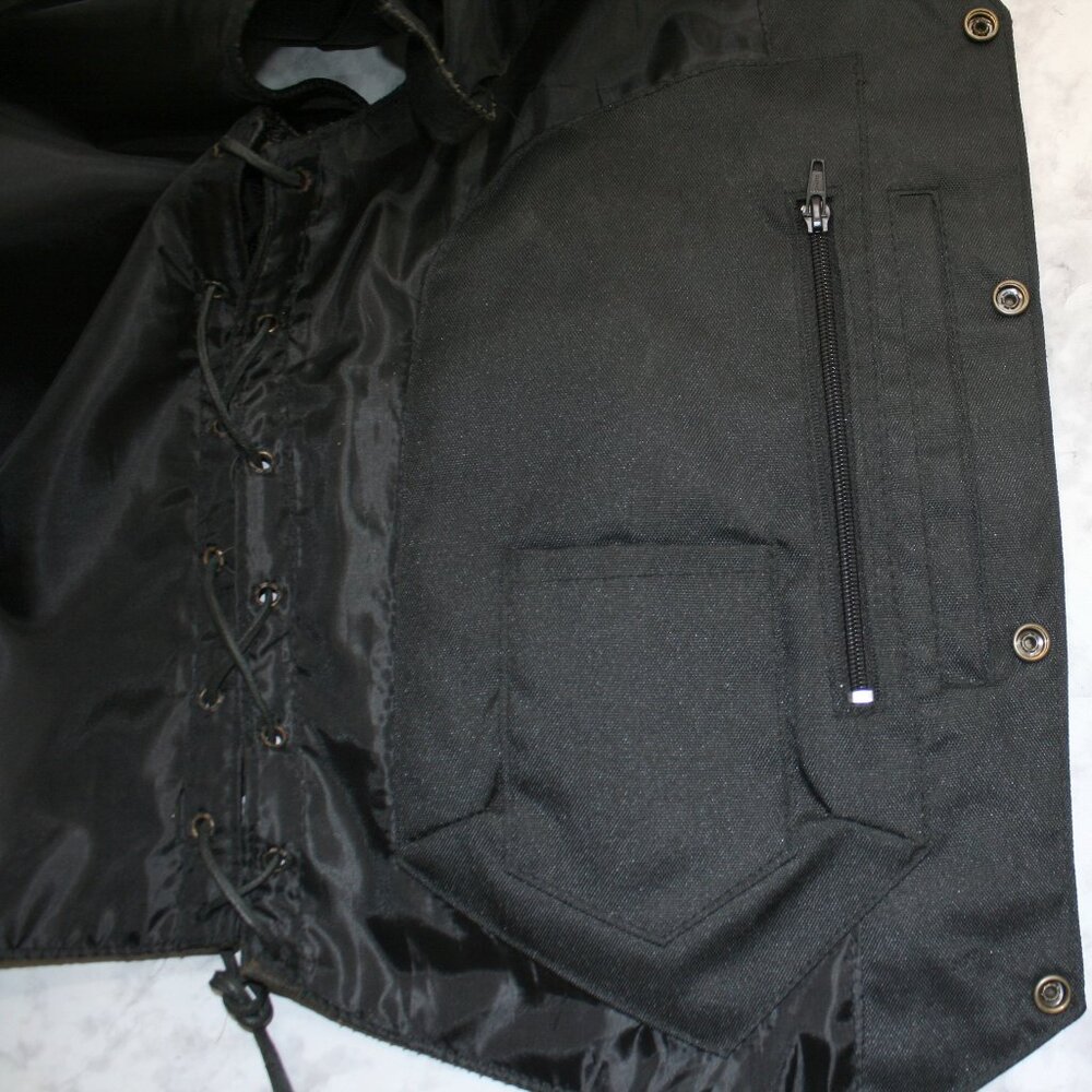 GENUINE LEATHER Vest Biker Moto Side Lace Up Streetwear Classic Men's Size 44 - Picture 5 of 16